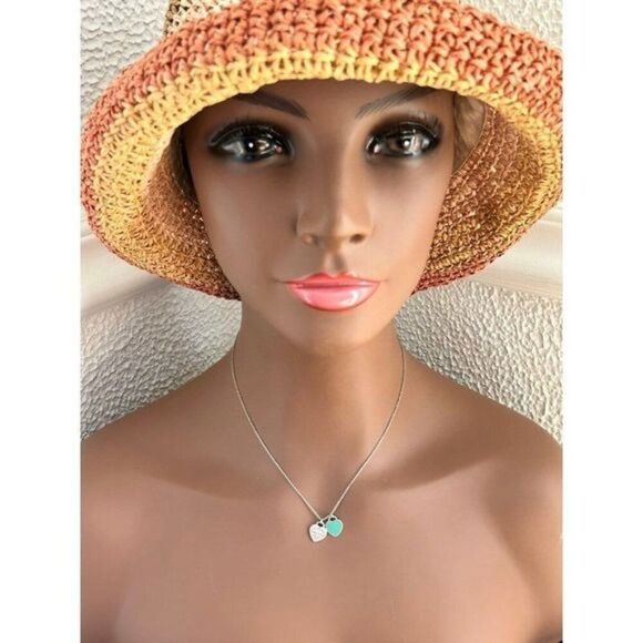 T&Co. 925 Mini Teal Double Heart Necklace - Picture 7 of 8